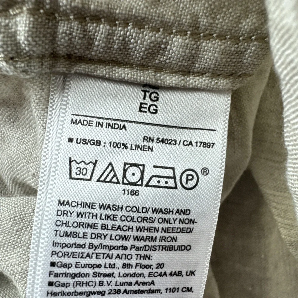 Banana Republic 100% Linen Shirt Men XL Beige Standard Fit Long Sleeve Button Up